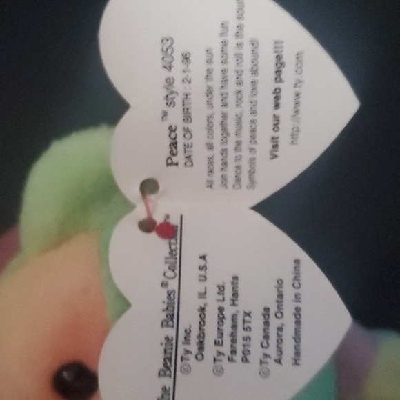 Ty PEACE Teddy Bear Rainbow Colored Red Orange Green Yellow Stuffed Animal Bear - Picture 5 of 8